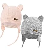 heekpek Gorro de Bebé Niña Invierno Sombrero de Bebé Oso Lindo Niño Orejera Beanie Gorro de Punto Cálido Otoño Primavera Niña 0 a 3 Años