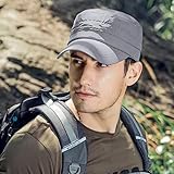 Cooltto Sombrero Plano de Extraíble,Gorro de Pesca,Gorra de Visera,50+ UV protección Solar Sombrero-Rápido Seco Transpirable Plegable Impermeable Ajustable,para la Actividades al Aire Libre-Gris