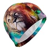 Tcerlcir Gorro Natación Tigre de Pintura Colorida Gorro de Piscina para Hombre y Mujer Hecho de Silicona Ideal para Pelo Largo y Corto