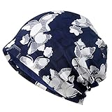 YONKINY Gorro Quimioterapia Para Mujer Verano Sombrero Algodón Transpirable Turbante Gorro Flor Impresión Gorra De Noche Hip-Hop Slouch Beanie Hat Para Al Aire Libre Running (Azul Real#2)