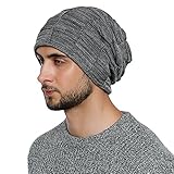 DonDon Gorro Hombre Caliente Gorro de Invierno Gorro de Punto Moderno con Forro Interior extrasuave - Gris Blanco