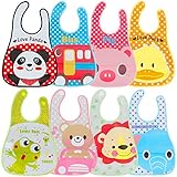 Lictin 8 Unisexos Baberos Impermeable EVA para Bebé con Dibujos Animados para Niños/Niñas de 6 Meses a 6 Años