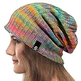 Mujeres Slouchy Gorro Tejer Boina Ribbed Holgado Casquete Invierno Verano Sombrero (Multi Verde)