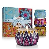 Velas Perfumadas, 5.56oz Cera de Soja, Aromaterapia Velas de Regalo, Juegos de Velas para Cumpleaños, Aniversario, Día de la Madre, Navidad, Aliviar el Estrés y Uso Diario, Set de 4 Regalos Mujer