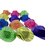 Novelty Place [Estrellas de la Fiesta Sombreros Plásticos de Neón para Fiesta Estampado Animal Color para Niños, Adolescentes y Adultos (Paquete de 12)